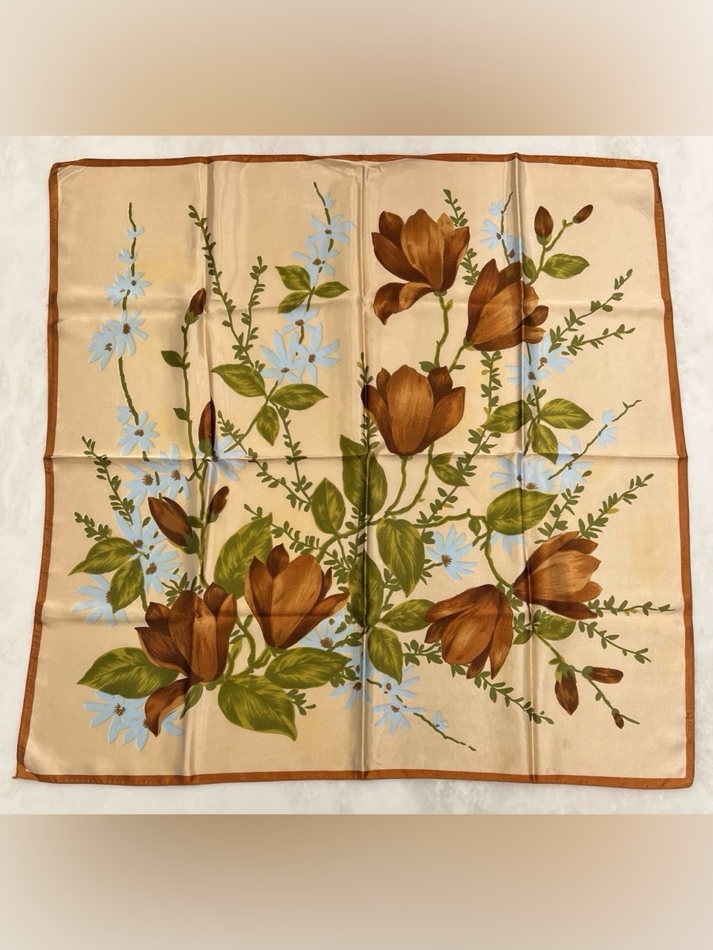 Made In Italy Floral Scarf Acetate Brand Large Sq Fashion 30 1/2” X 30 1/2”  VTG